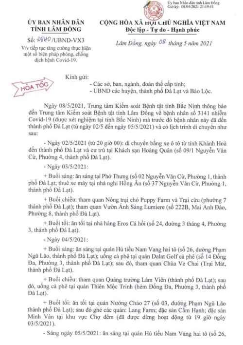 Học sinh nghỉ học từ ngày 09/5/2021 cho đến khi có thông báo mới để phòng chống dịch Covid-19