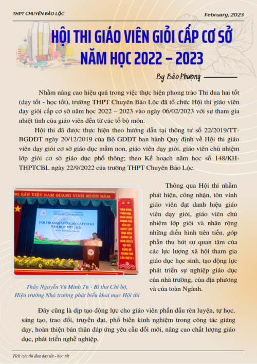 HỘI THI GIÁO VIÊN GIỎI CẤP CƠ SỞ NĂM HỌC 2022-2023