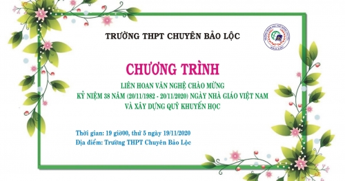 Lịch diễn Văn nghệ chào mừng kỷ niệm 38 ngày Nhà giáo Việt Nam