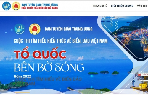 THÔNG BÁO TRIỂN KHAI CUỘC THI TÌM HIỂU KIẾN THỨC VỀ BIỂN, ĐẢO VIỆT NAM "TỔ QUỐC BÊN BỜ SÓNG" NĂM 2022